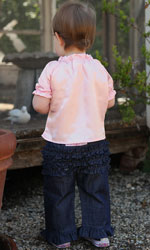 RuffleButts Blue Denim Ruffle Crawler