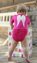 RuffleButts Fuchsia So Blessed One-Piece - Back View
