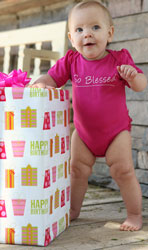 RuffleButts Fuchsia So Blessed One-Piece - Front View