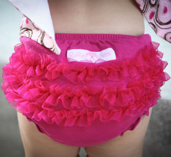 RuffleButt Fuchsia Knit Diaper Cover w/Fuchsia Organza Ruffles