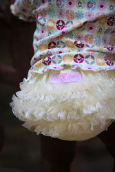 Ruffle But Vanilla Knit Diaper Cover w/Vanilla Organza Ruffles
