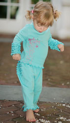 Ruffle Butts Aqua Dancing Flowers Ruffled Tee