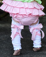 Rufflebutts White Legwarmers w/Pink Ballet Bow