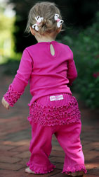 RuffleButts Fuchsia Knit Ruffle Crawler
