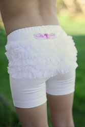 Ruffle Butts White Playground Shorts with Pink Organza Ruffles 