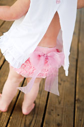 RuffleButt Woven Pink Bloomwer w/Pink Bow