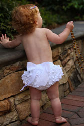 RuffleButt Woven White Bloomwer w/White Bow