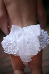 RuffleButt Woven White Bloomwer w/White Bow