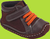 Brown Boot with Velcro Strap and Faux Orange Laces