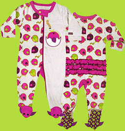 Early Bird Light Grey and Fuchsia Footie