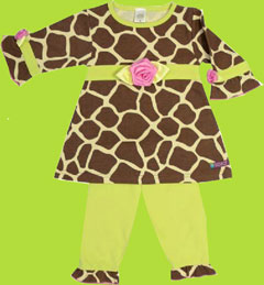 SoZo Giraffe Print Long Sleeve Dress w/Leggings 