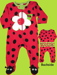 Ladybug Footed Romper with Ruffle Butt 
