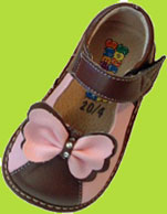 Brown and Pink Squeaky Shoes w/Rhinestones