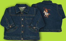 Tangerine Western Denim Jacket with Cowboy Embroidery