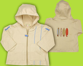 Tangerine Tiki Khaki Hoodie with Surfboards on Back
