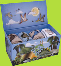 Tic Tac Toe Dinosaur Socks Gift Box w/Four Pairs 