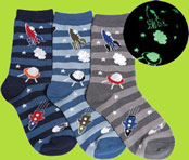 Tic Tac Toe Blue Glow In The Dark Rocket Ship Socks 