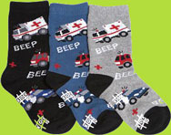 Tic Tac Toe Denim Emergency Vahicles Socks