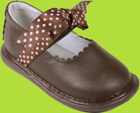 Wee Squeak Brown Ribbon Tie Squeaky Mary Jane 