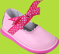 Wee Squeak Pink Ribbon Tie Sqeaky Mary Jane 
