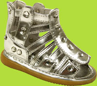 Wee Squeak Silver Squeaky Gladiator Sandals w/Rhinestones 