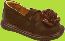 Squeaky Chocolate Tweed Flower Leather Shoes 