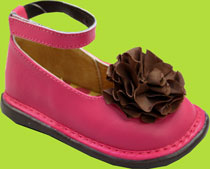 Wee Squeak Hot Pink Ankle Strap Shoe w/Brown Poeny  