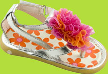Wee Squeak Silver Ruffle Squeaky Sandal 