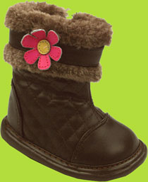 Wee Squeak Brown Pansy Boot w/ Faux Fur Lining 