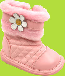 Wee Squeak Pink Pansy Boot w/ Faux Fur Lining 
