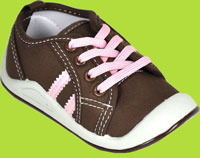 Wee Squeak Brown Squeaky Tennis Shoe w/Pink Stripes 