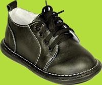 Wee Squeak Black Leather Squeaky Lace Up Shoe 