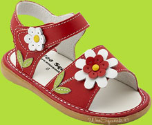 Wee Squeak Red Daisy Squeaky Sandal