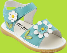 Wee Squeak Turquoise Daisy Squeaky Sandal 