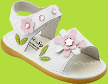 White Squeaky Sandal w/Crystals