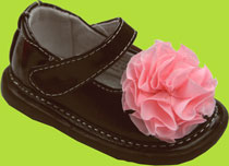 Wee Squeak Brown Peony MaryJane w/ Pink Flower 