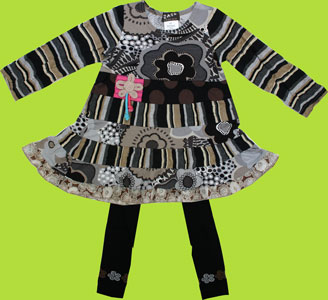 Zaza Couture Black Stone Tiered Dress and Tight Set