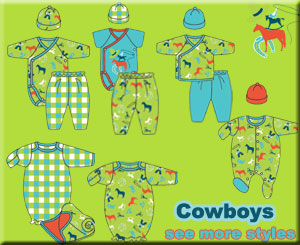 Zutano Newborn and Preemie Clothing in Cowboys Print 