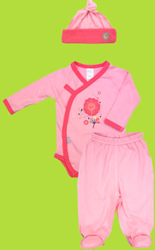 i-play Origins Pink Flowers Organic Long Sleeve Wrap Bodysuit  and Footed Pants